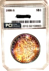 1890-S Rare Date Gem BU Awesome Lustrous Rainbow Toned Colors PQ Morgan Dollar