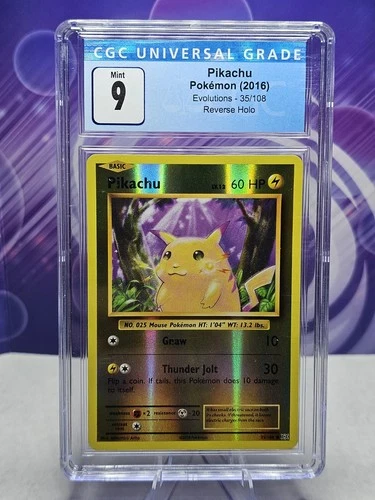 CGC 9 MINT Pikachu Pokémon Evolutions 35/108 Reverse Holo 2016 Blue Label