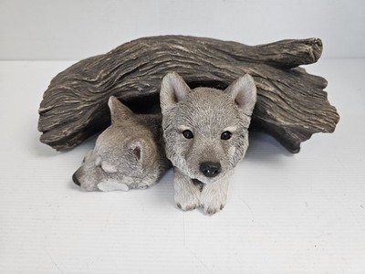 Sandicast N105 Gray Wolf Pups Figurine Sculpture USA Realistic Lodge Decor