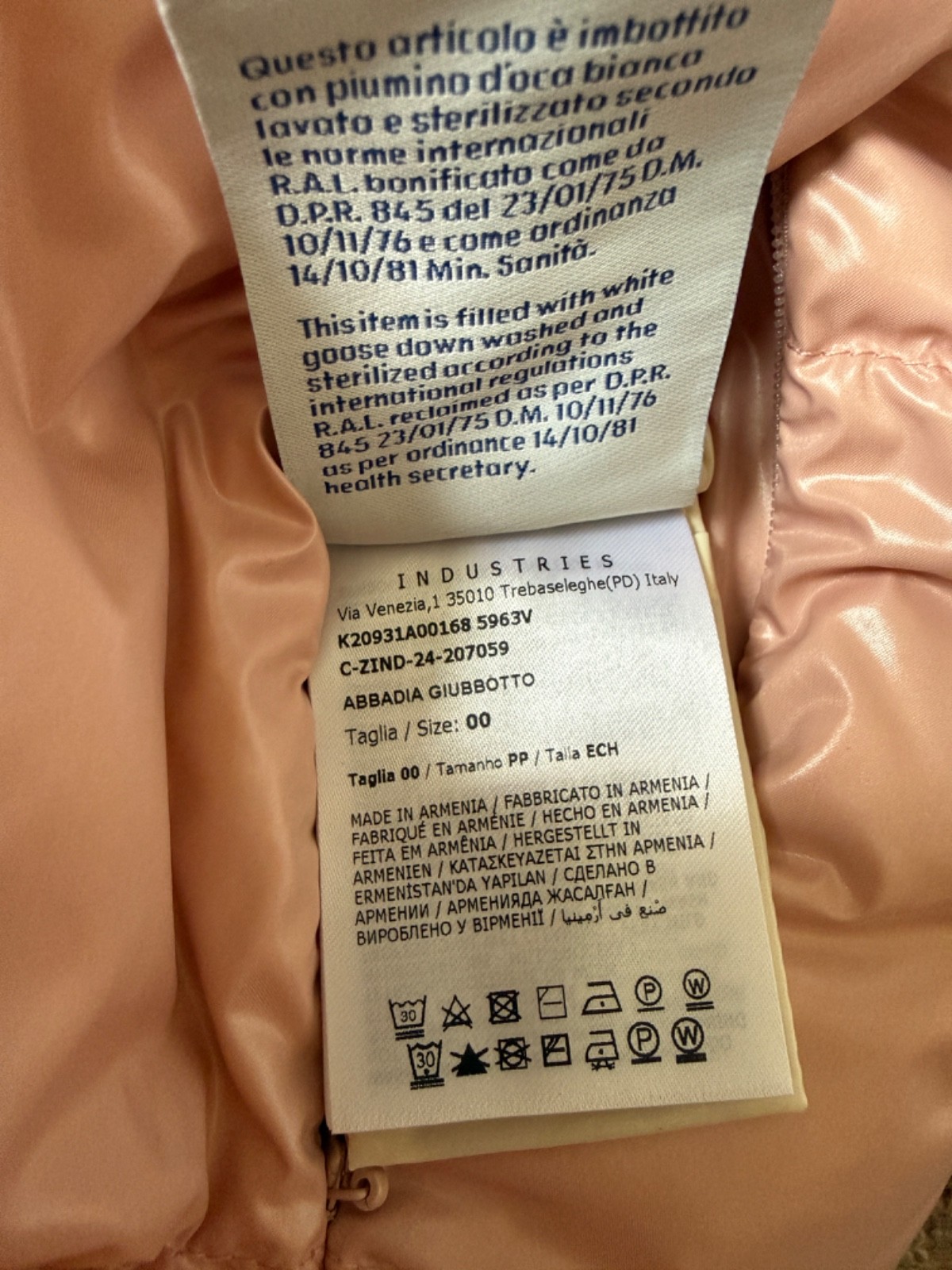 Womens Moncler Pink Abbadia Short Down Jacket Size 00 XS BNWT+Receipt thumbnail 20