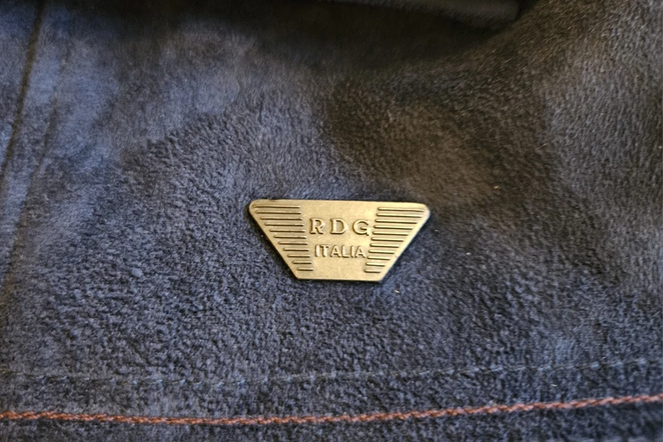Мужская синяя кожаная RDG Италия репортаж роскошная куртка с меховой отделкой размер маленький - Изображение 3 из 4