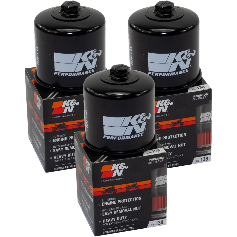 Filtro de Aceite Kit 3 Piezas K&N KN-138 para Aprilia Cagiva Kawasaki Sachs - Imagen 2 de 4
