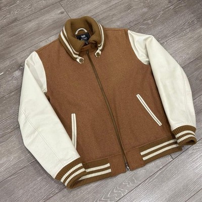BEAMS HEART Camel Cowhide Quilted Stadium Jacket M Men's Outerwear
