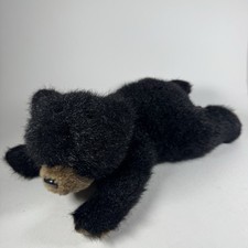 Bearington Collection Plush Black Bear Brown Laying 12" Beanie Stuffed Animal