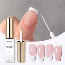White Gel Nail Polish for French Tips, Soak Off UV LED Curing Nail Art Paint,