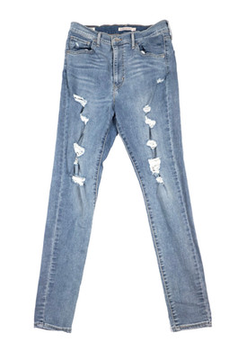 Levis Mile High Super Skinny Jeans Womens 29 Blue Distressed Faded Big E Denim