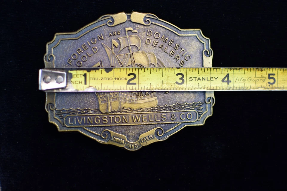 Hebilla de cinturón vintage de barco dorado de vela en mástil Foto 3 de 3