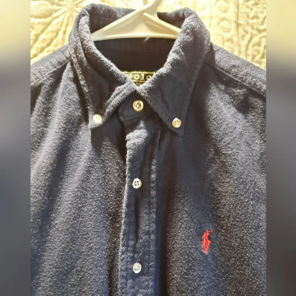 Polo Ralph Lauren Shirt Boys 16 Blue Flannel Preppy Classic Casual Travel - Image 3 of 4