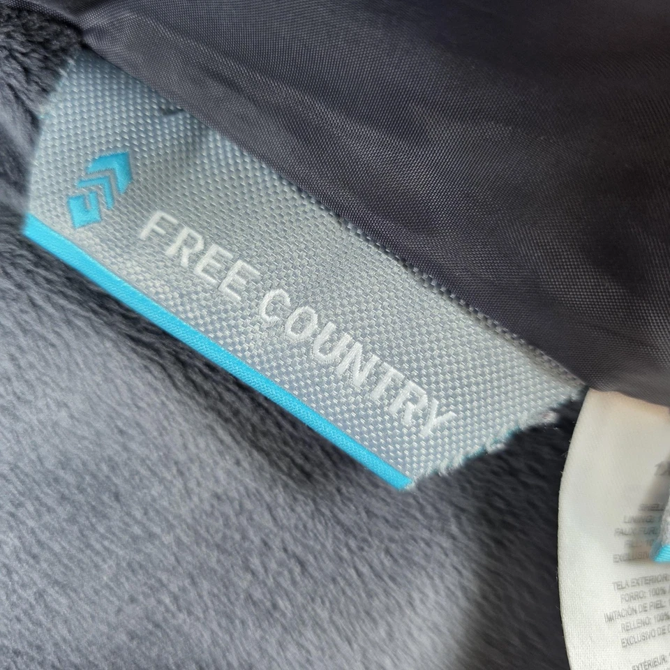 Chaqueta Free Country para mujer 1X azul con capucha forrada de lana aislada esquí nieve cremallera Foto 3 de 4