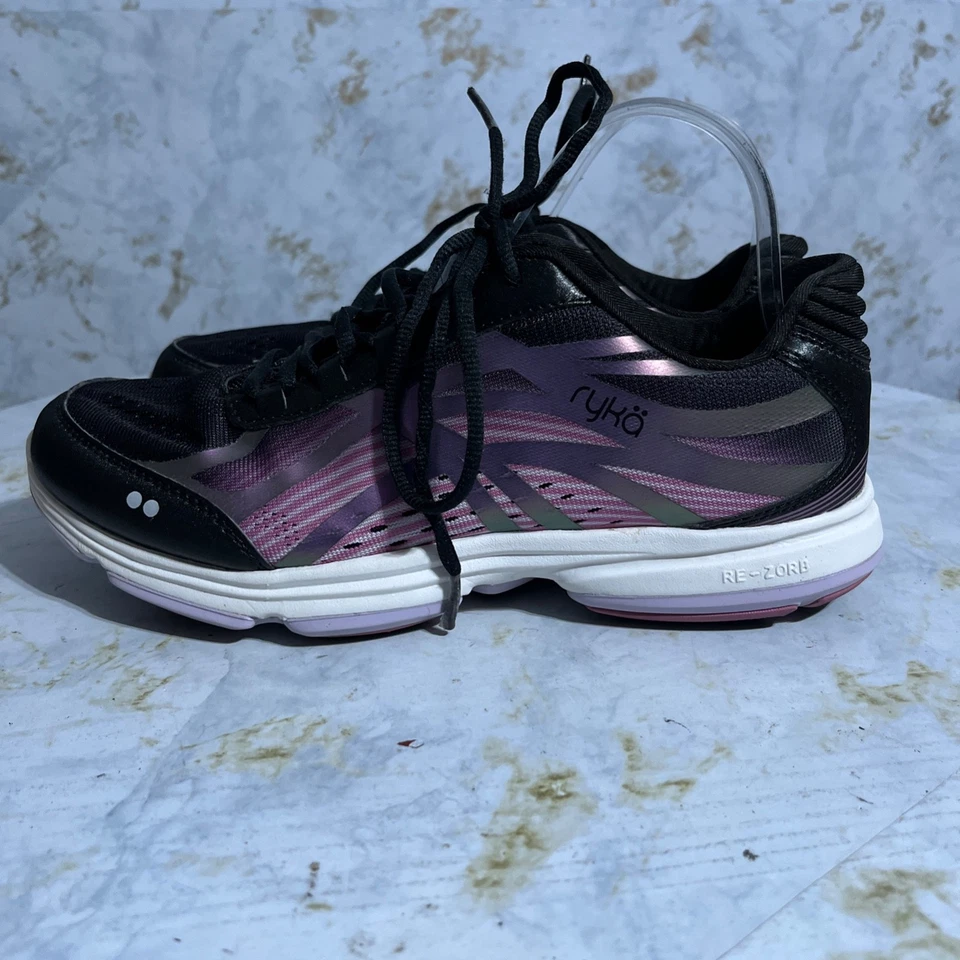 Ryka Devotion Plus 3 Mujer Talla 10 Zapatos Anchos Negro Rosa Púrpura Tenis Atléticos Foto 4 de 4