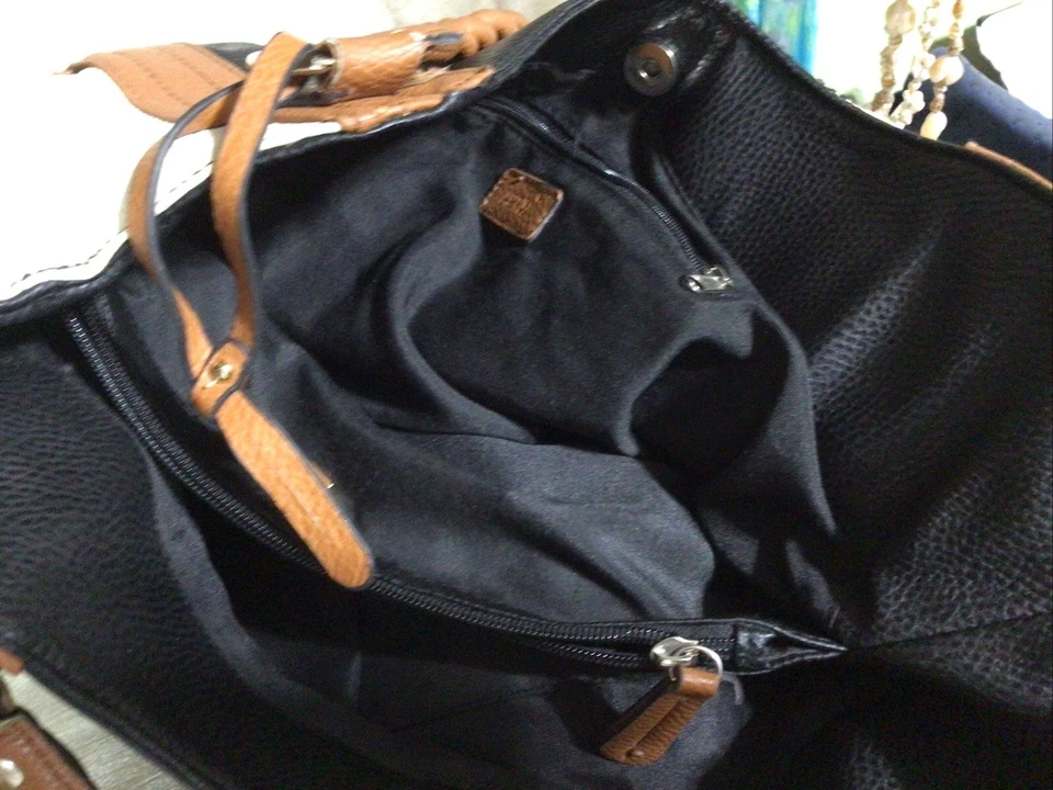 Apt 9 Mujer Bolso de Hombro Bolso de Mano Negro y Marrón Correas Trenzadas Cuero Sintético Foto 4 de 4