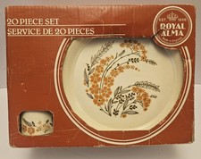 1970s Kiln Craft Royal Alma Ironstone 20 Piece Dinner Set cream Plates Bowl Cup
