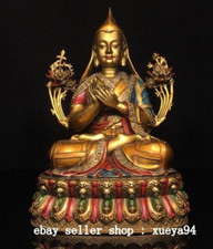 11.8''Old Tibet Bronze Gilt Buddhism Je Kama Tsongkhapa Zongkaba Buddha Statue