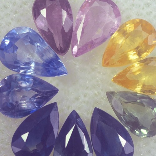 3.08CT STUNNING VVS 10PCS PEAR FANCY COLOR SAPPHIRE NATURAL - Picture 3 of 3