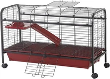 PawHut 41" L Small Animal Cage Rabbit Hutch Ferret Pet Play House with Feeder