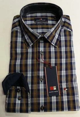 JUPITER Langarm Hemd Gr. 6XL 53/54 Kent-Kragen Blau kariert regular fit - Bild 1 von 4