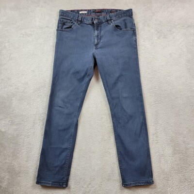 Alberto Luxury T400 Jeans Mens 35X34 (Fits 32X29) Blue Modern Fit Dual FX Denim
