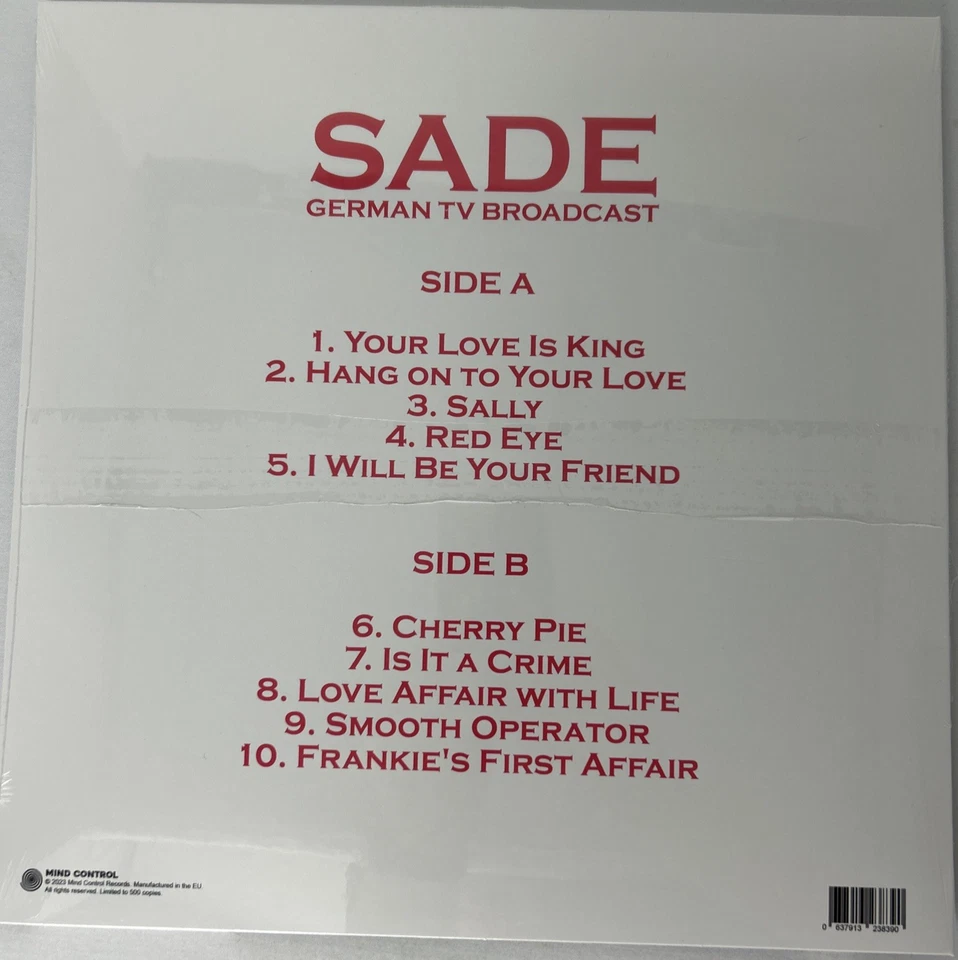 Sade - German TV Broadcast vinyl, Limited Edition Live Recording, Sealoed - Image 2 of 2