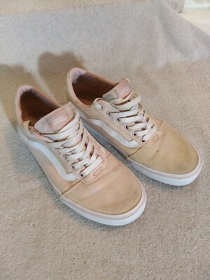 VANS (WMNS) Beige Canvas Skateboard Shoes, Size: #ZZ17+19