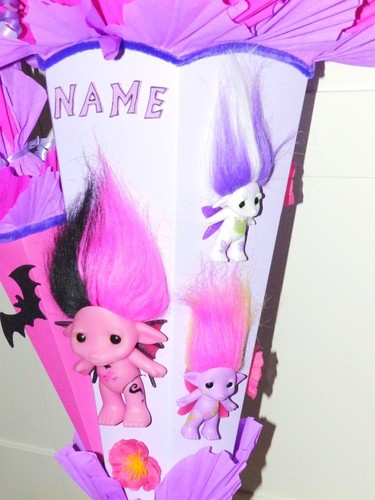 Schultüte Mädchen Troll Zuckertüte Troll Mädchen neu Unikat Handarbeit Name - Bild 4 von 5