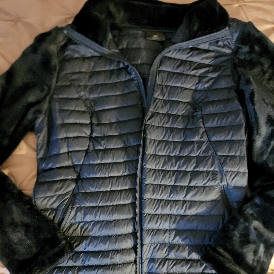 Chaqueta 32 Degrees Heat Negra Plumón y Vellón Difuso Cremallera Completa Mujer Talla M Bolsillos