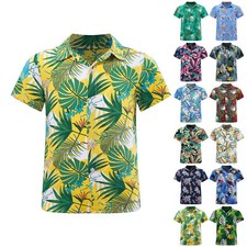 Kids Boys Shirts Hawaii Blouse Tropical Graphic Top Vacation Hawaiian Beach