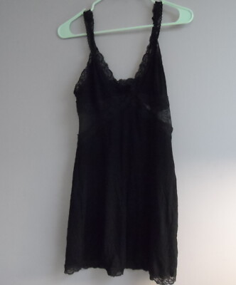 Adore Me Women's Soft Cozy Bodysuit Sleepwear Slip Gown 01580 Black Small
