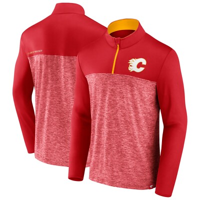 NHL Calgary Flames Iconic Defender 1/4 Zip Zipper Jacke Oberteil Sweater