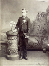 Victorian Antique Cabinet Card Photo of a Young Boy's Confirmation
