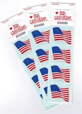 3 NEW PACKS Mrs. Grossman's Scrapbook Stickers USA FLAGS 9 Sheets