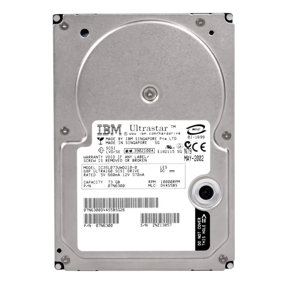 FESTPLATTE IBM 07N6300 73GB 10K 4MB SCSI U160 68-pin IC35L073UWD210-0 3.5'' Zoll - Bild 2 von 3