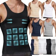 Mens Body Shaper Belly Chest Compression Shirt Slimming Tank Top Abs Vest Girdle