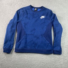 Nike Sweatshirt Pullover Boys XL Blue Crew Neck Embroidered Logo Long Sleeve