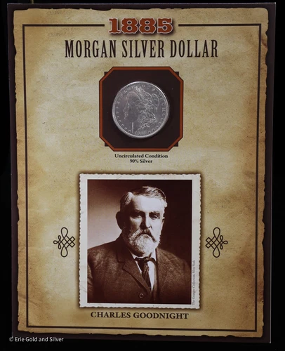 1885 Morgan Silver Dollar Legends of the West w/ Charles Goodnight Stamp