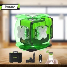 Huepar 4x360° Laser Level Self Leveling Green Bluetooth with Magnetic Bracket