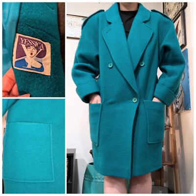 Vintage 80s New Wave Hip Yessica Y Wool Overszized Overcoat   
