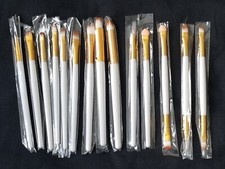 Complete Set of 14 Assorted Makeup Brushes - White Gold