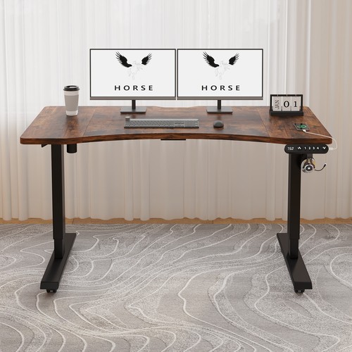 Computer Height Adjustable Electric Standing Desk 55" -Curved Office Gaming Desk - Picture 4 of 43