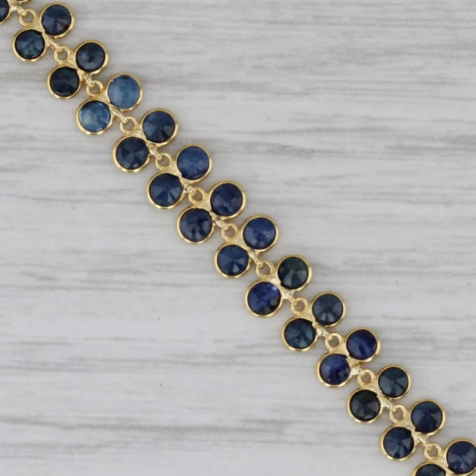 5ctw Blue Sapphire Tennis Bracelet 18k Yellow Gold 7.25" 5.5mm - Image 2 of 4