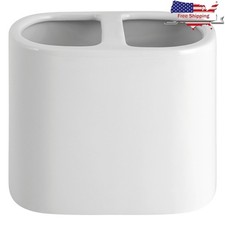 Ceramic Toothbrush Holder Classic Rectangular Free Standing Bath Accessory White