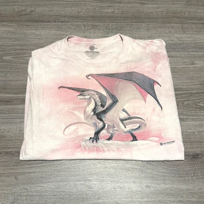 Camiseta para hombre The Mountain 3XL Mythological Dragon rosa blanco teñida 100 % algodón - Imagen 1 de 4