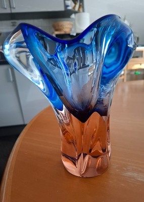 Große schwere Glas Vase - CHRIBSKA by Josef Hospodka - Höhe 21 cm - 1,7 kg