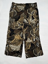 Chico's Capri Pants Brown Leaf Print Cotton Blend Women's Size 1