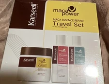 Karseel Maca Power Essence Repair Travel Kit. NEW/SEALED. Collagen, Shampoo,Cond