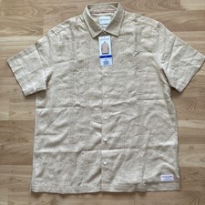 Scotch  Soda Men's Linen Blend Short Sleeve Woven Shirt, Tan, Size L