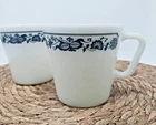 Vintage Corelle Old Town Blue Onion D Handle Coffee Mugs - Set of 2 (Pyrex)