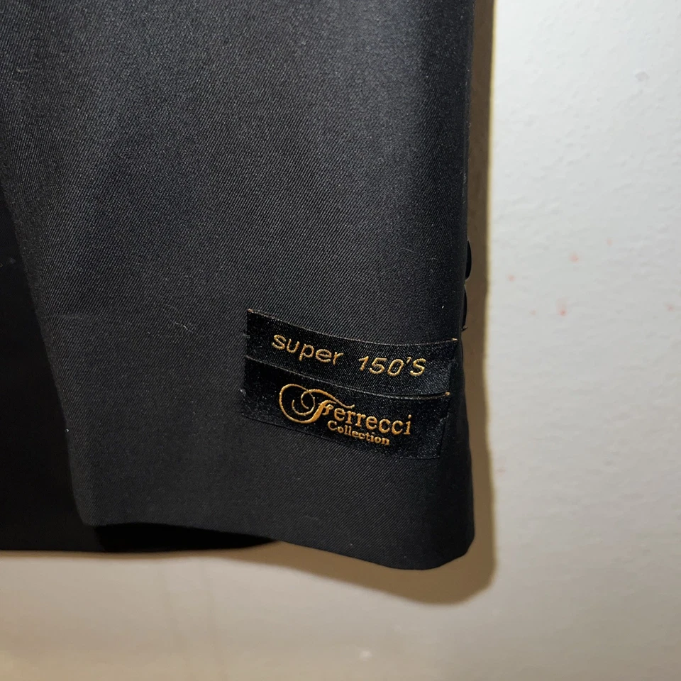 Men's Ferrecci Ford Black Blazer Jacket Italian Oxford Single Breasted Reg Fit  - Image 3 of 4