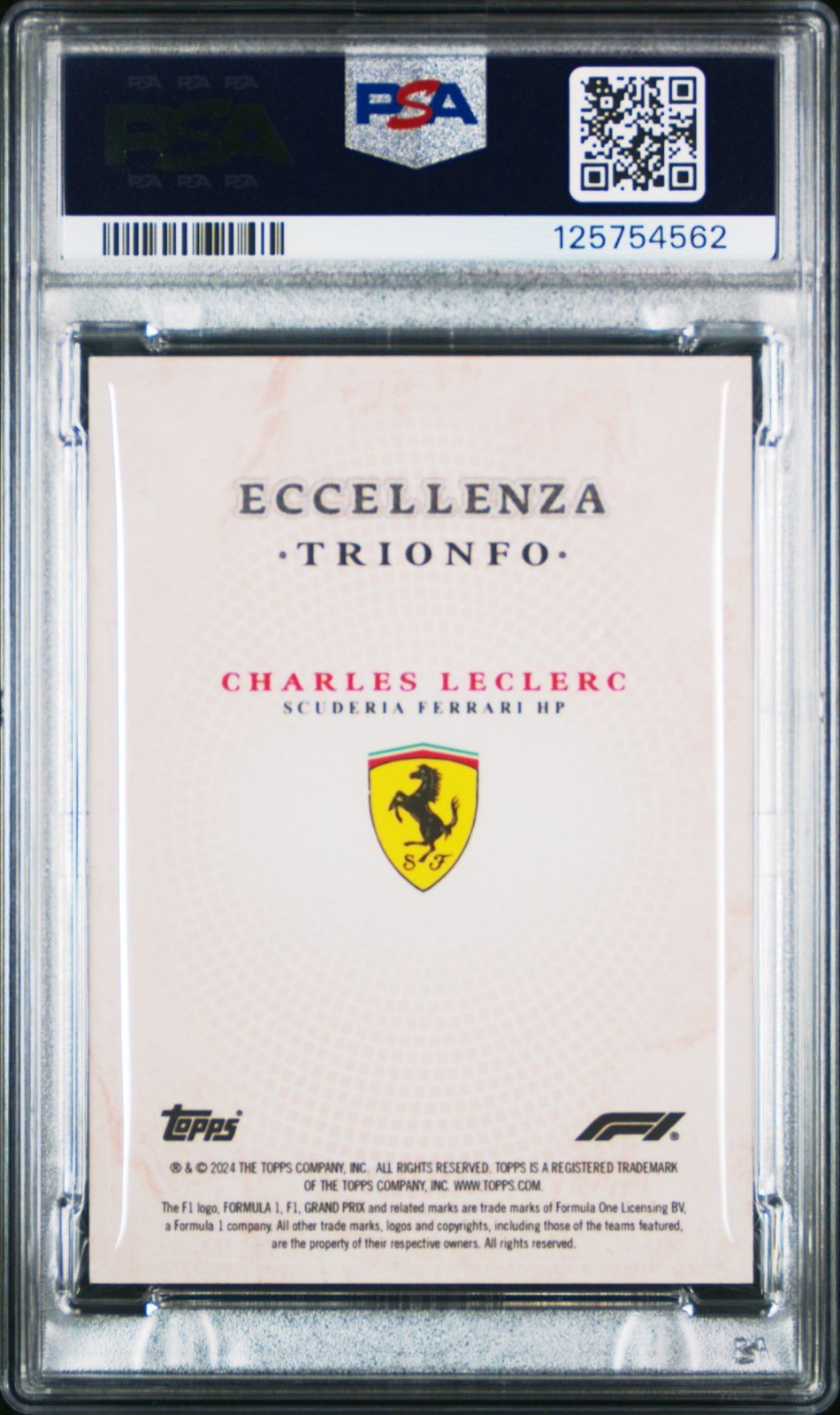 Topps 2024 Eccellenza F1 Charles Leclerc Trionfo Red /10 PSA 10 view 2