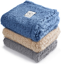 Dog Blankets 3 Pack Calming Fluffy Sherpa Soft Washable Pet Throws Couch Luciphi