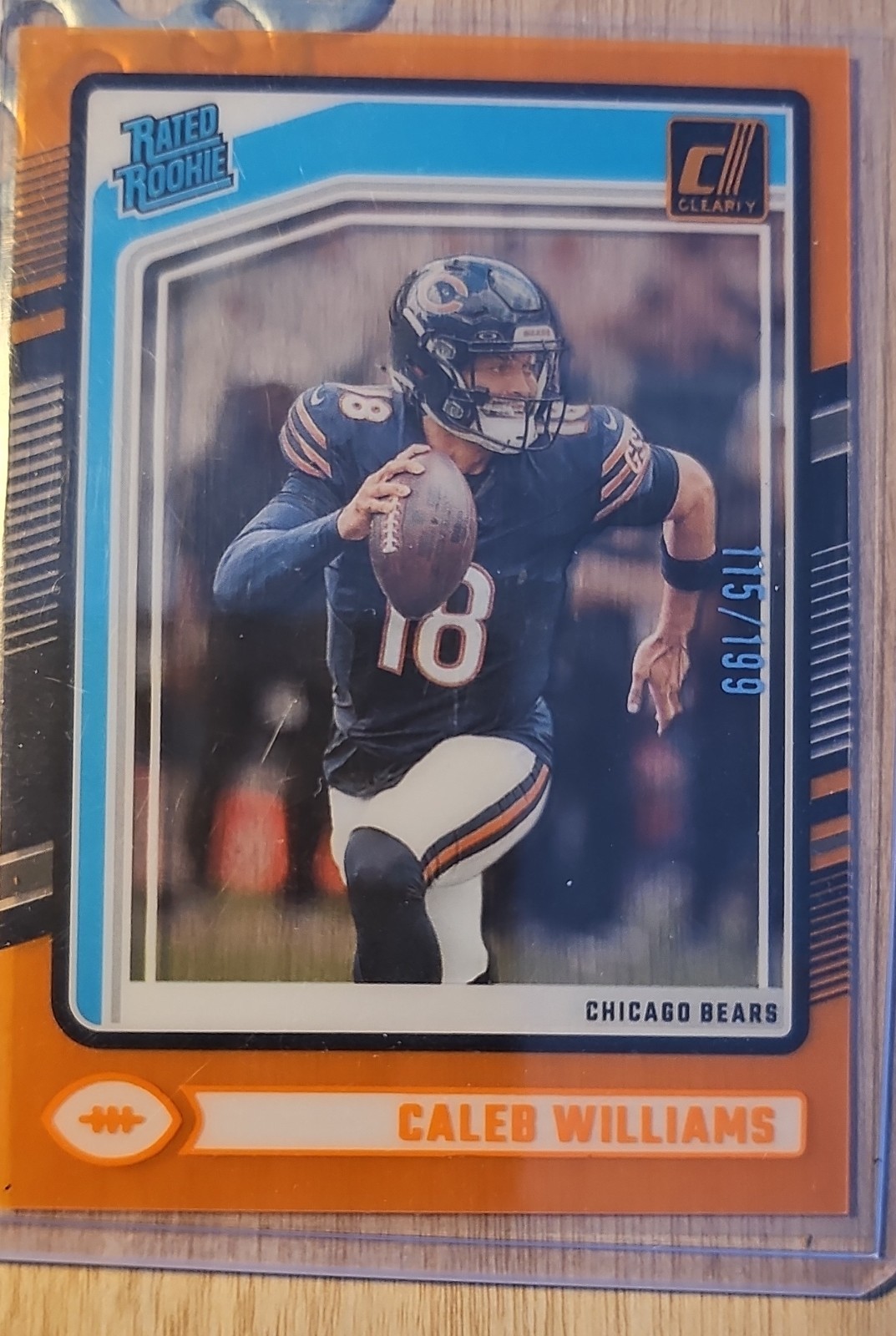 2024 Panini Clearly Donruss - Rated Rookie Caleb Williams #51 Orange /199 (RC)